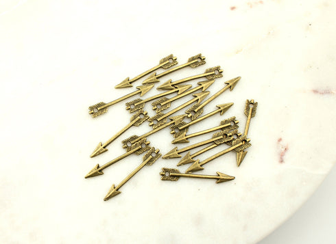 Set of 5, bronze arrow charm, 29mm x 5mm, 1 set